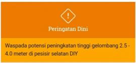 Peringatan Dini Gelombang Tinggi Peraian Selatan DIY